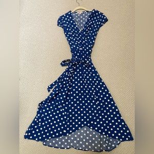 Boden UK polka dot wrap around dress - high low hem. Size 8R
